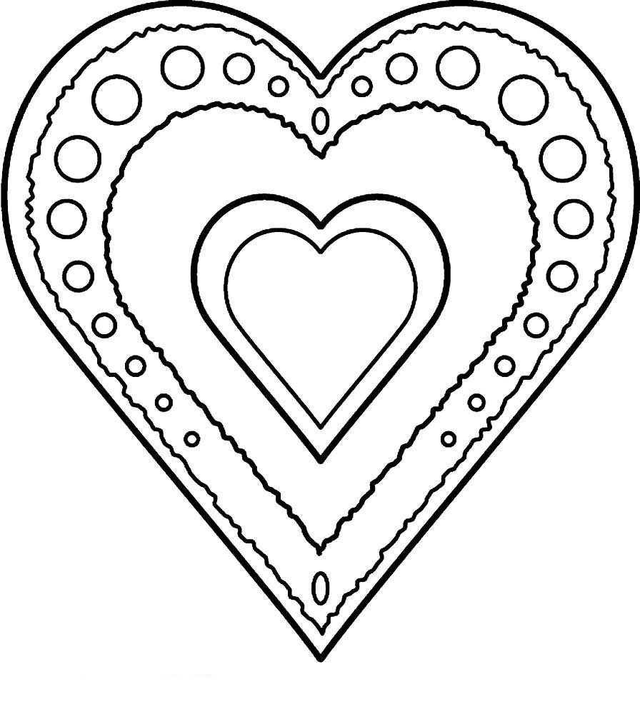 Сердце картинка для детей раскраска